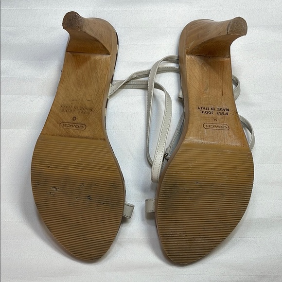 Coach Jodie Wood Heeled Sandals, White Leather - Picture 12 of 14